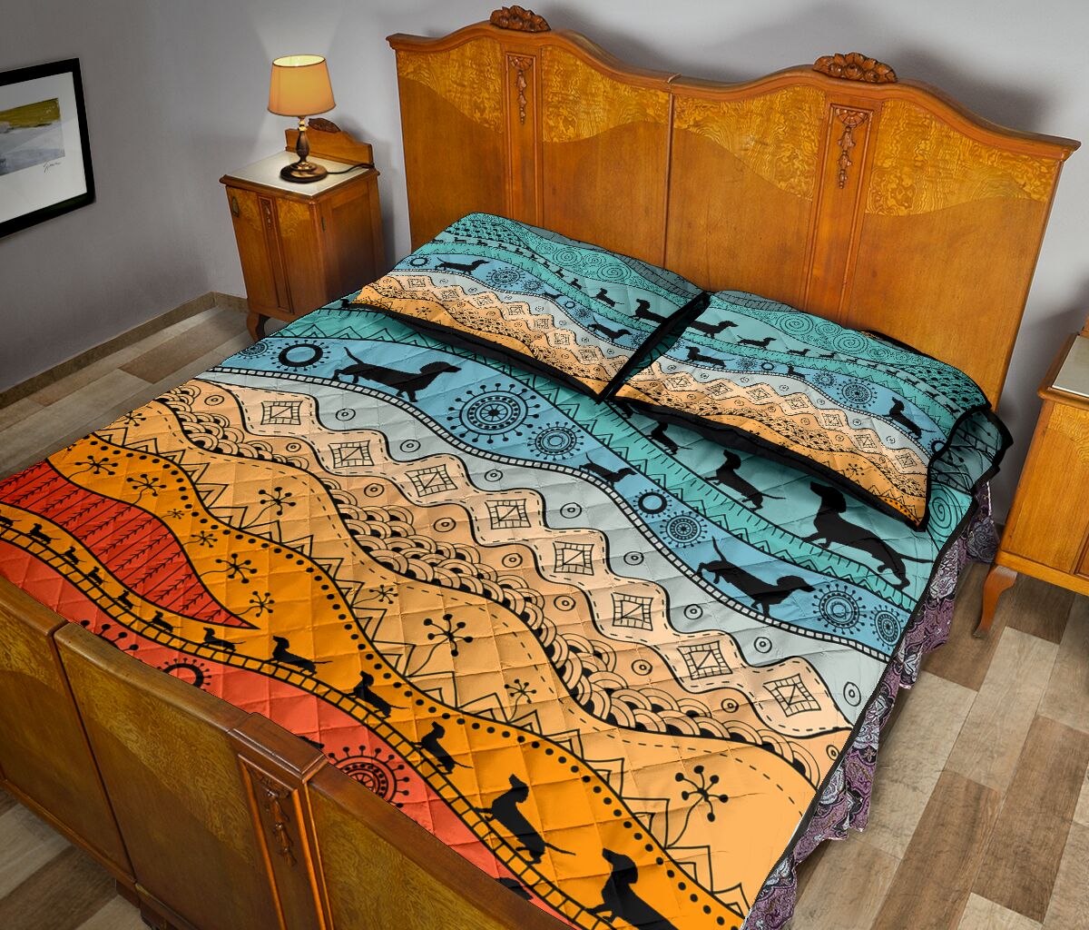 Dachshund Native Color Pattern - Bed Set - Love Quilt Bedding Set