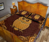 Owl Flying Leather Carving Style Quilt Bed Set - Love Quilt Bedding Set