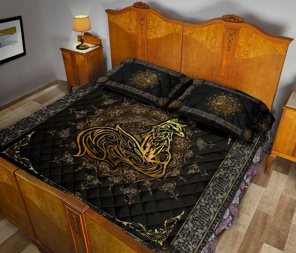 Fox Gold Quilt Bed Set - Love Quilt Bedding Set