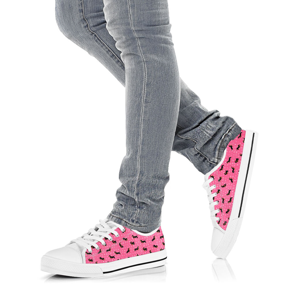 Dachshund Pattern Pink - Low Top Shoe - Love Love Top Shoes