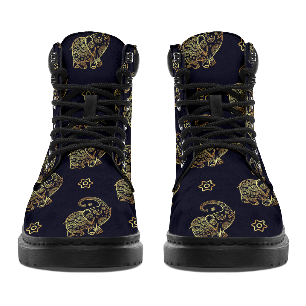 Elephant - Gold Elephant Seamless Pattern Asboot - Tl - Love All Season Boots