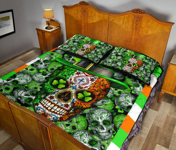 Saint Patricks Day Irish Skull Quilt Bed Set - Love Quilt Bedding Set