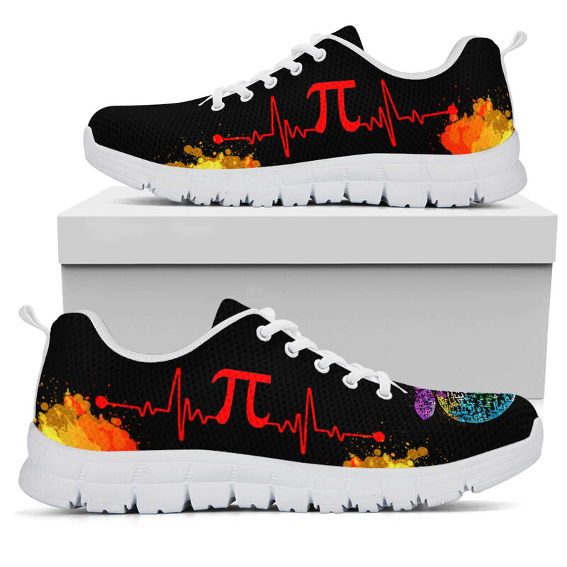Math Teacher Heartbeat Shoe Sneakers, Running Shoes, Shoes For Women, Shoes For Men, Custom - Love Sneakers