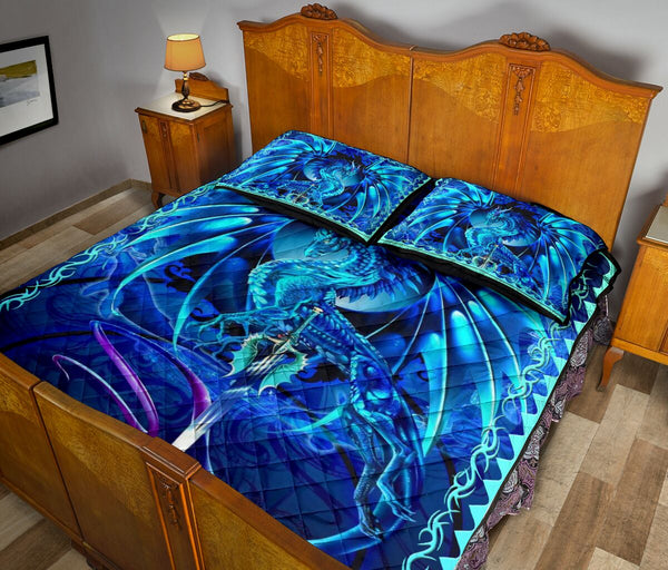 Dragon Ice Art Style Quilt Bed Set - Love Quilt Bedding Set