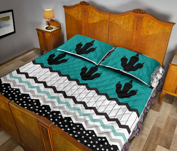 Dinosaurs Footprint Pattern Quilt Bed Set - Love Quilt Bedding Set