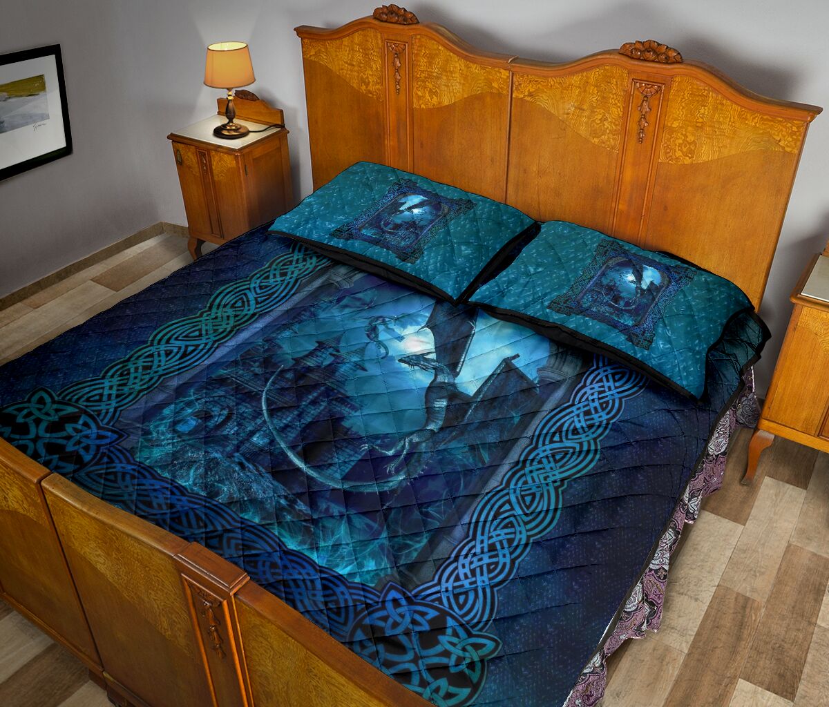 Dragon Blue Skin Mandala Style Quilt Bed Set - Love Quilt Bedding Set