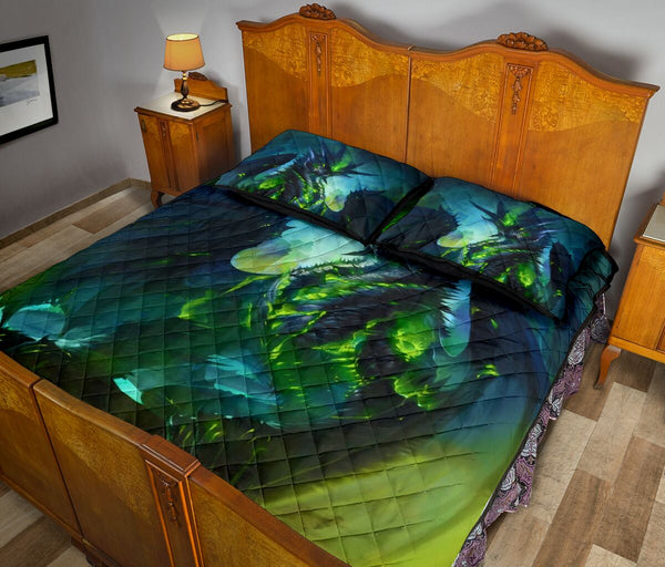 The Poison Dragon Green Art Style Quilt Bed Set - Love Quilt Bedding Set