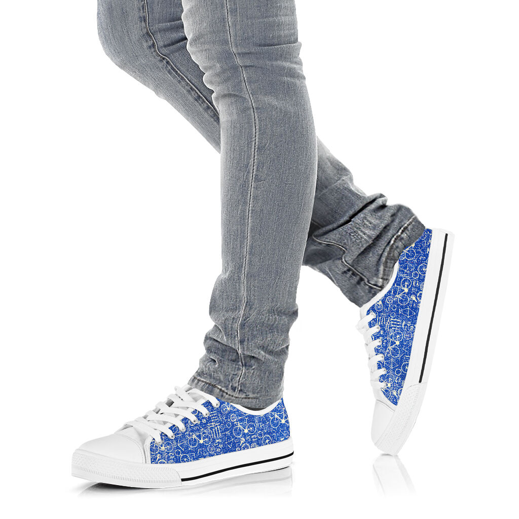 Cycling Blue Pattern - Low Top Shoe - Love Love Top Shoes