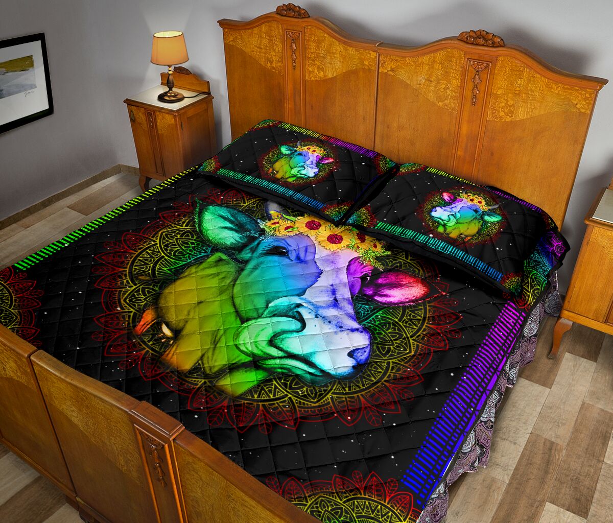 Quilt Bed Set - Cow - Rainbow 78 - Love Quilt Bedding Set