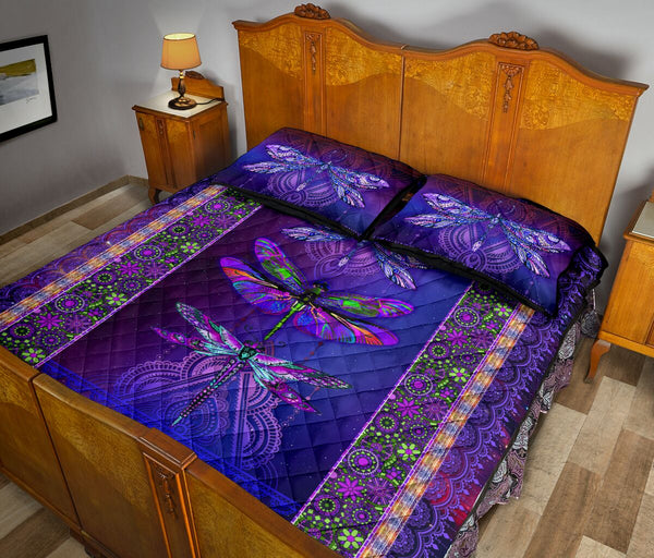 Quilt Bed Set - Dragonfly - Purple 2 - Love Quilt Bedding Set