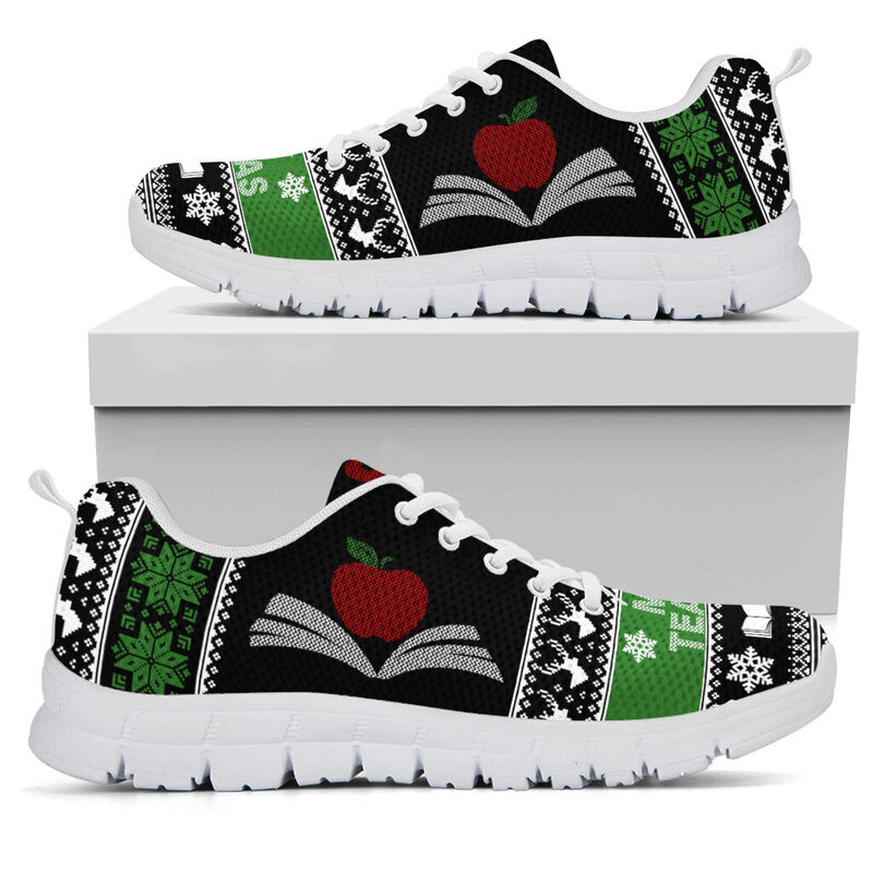 Teacher Christmas Shoes Sneakers, Running Shoes, Shoes For Women, Shoes For Men, Custom Shoe- Love Sneakers