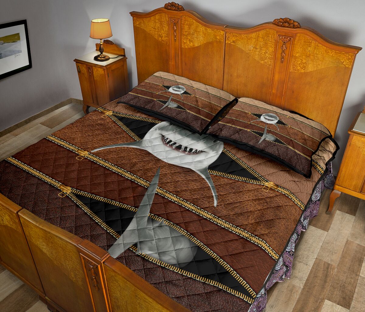Shark Leather Style Quilt Bed Set 8- Love Quilt Bedding Set