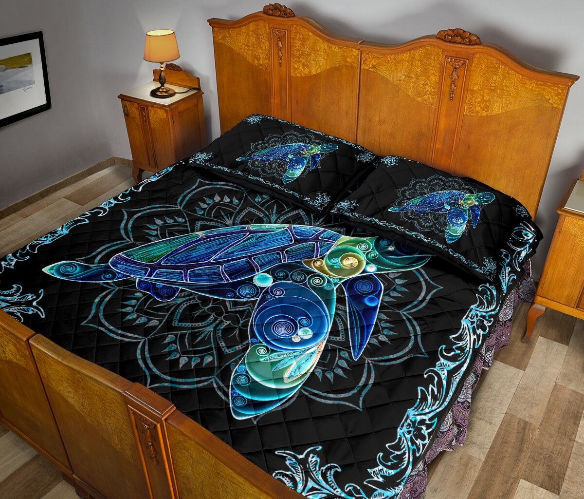 Turtle Paper Mandala Style Quilt Bed Set- Love Quilt Bedding Set