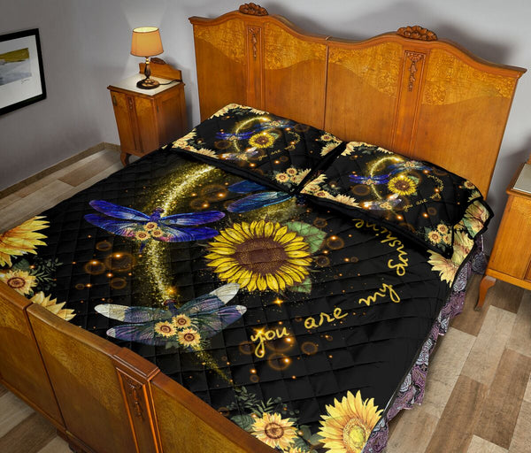 Dragonfly Heart Light Sunflower Style Quilt Bed Set- Love Quilt Bedding Set