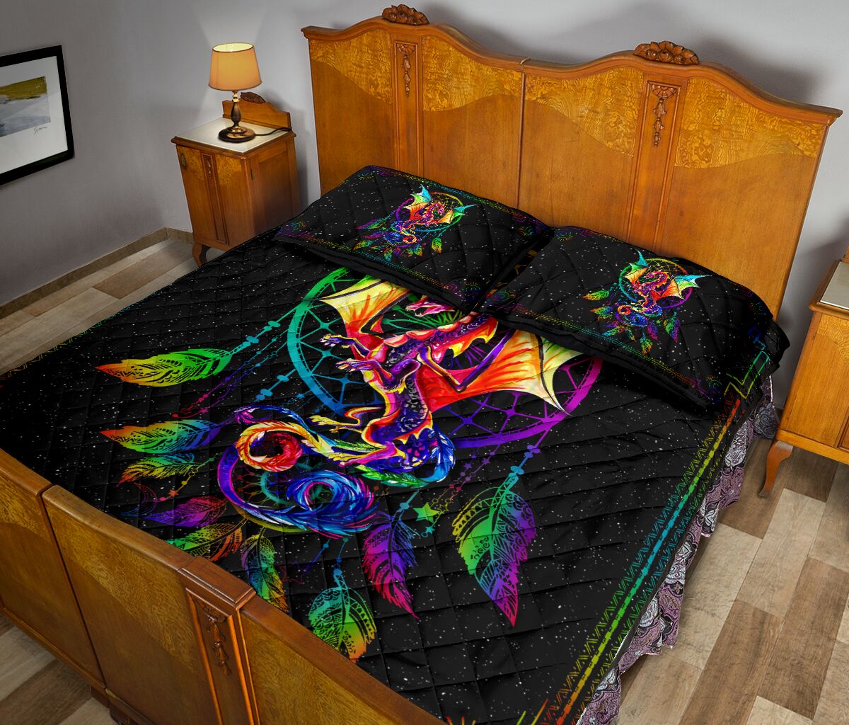 Dragon Catcher Dream Color Style Quilt Bed Set - Love Quilt Bedding Set
