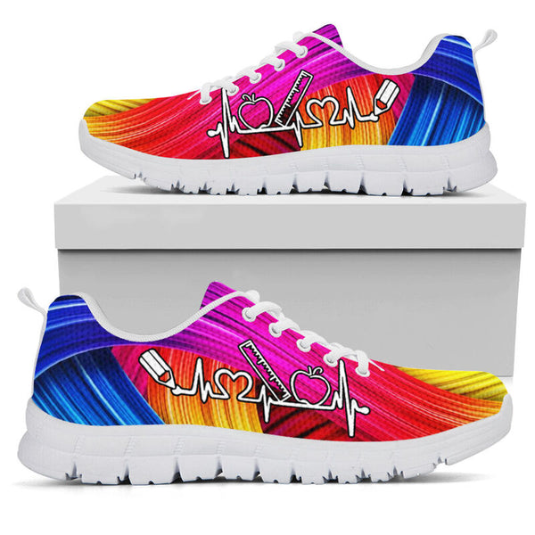 Teacher Rainbow Sneakers, Running Shoes, Shoes For Women, Shoes For Men, Custom Shoes, L- Love Sneakers