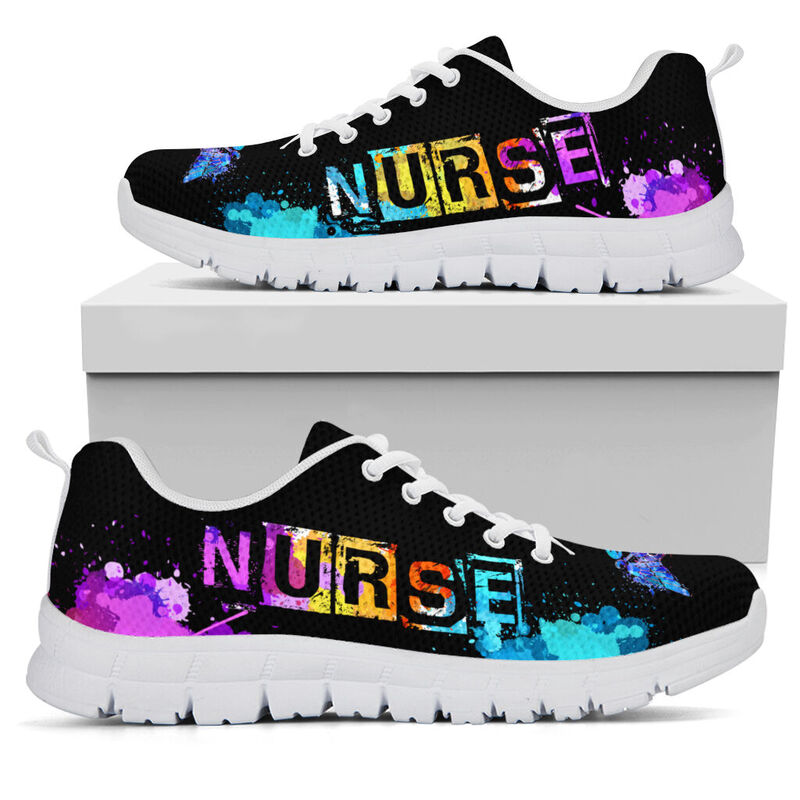 Nurse Crazy Watercolors Sneakers, Running Shoes, Shoes For Women, Shoes For Men, Custom Shoe- Love Sneakers