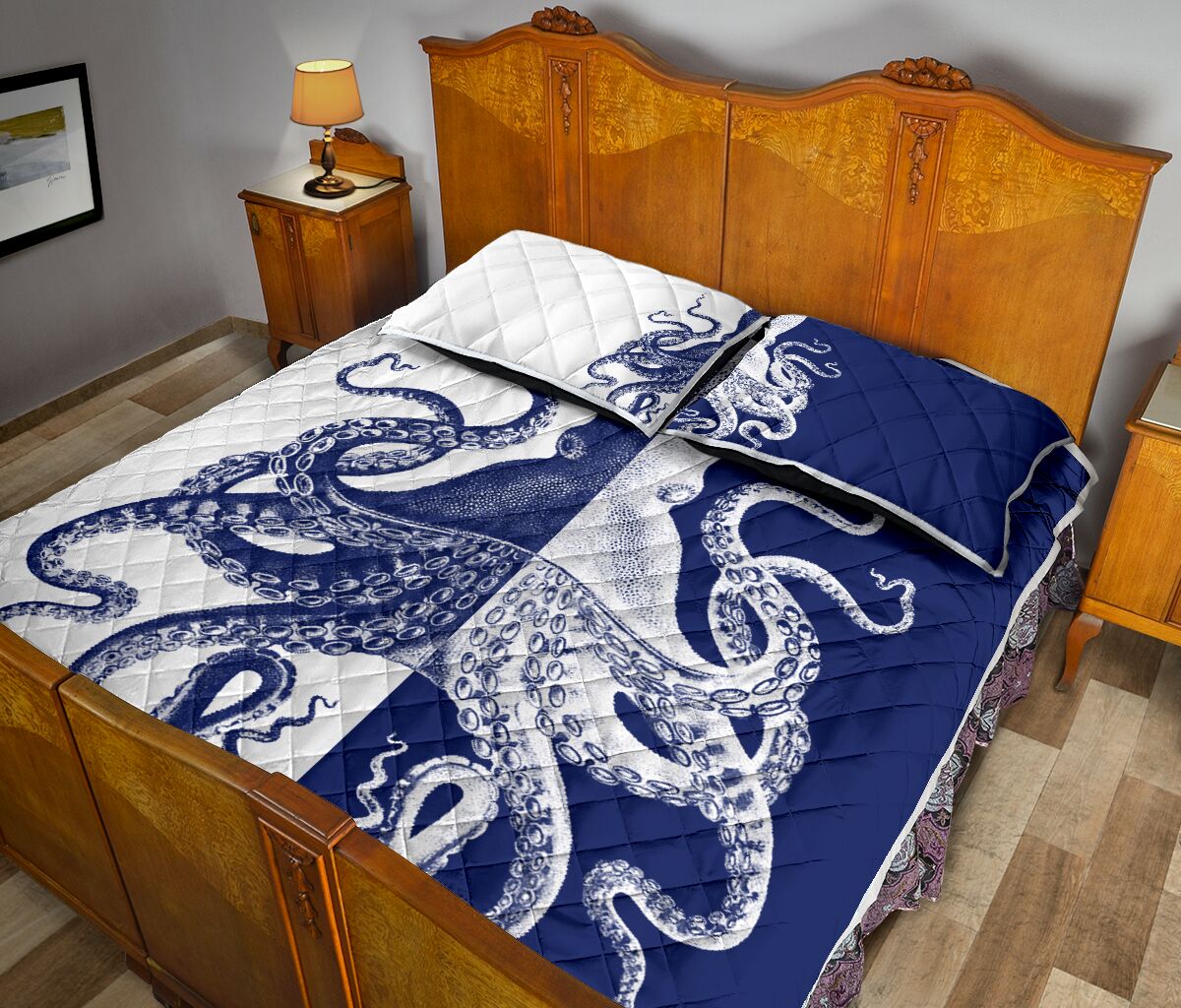 Octopus Sea Animal Art Style Quilt Bed Set - Love Quilt Bedding Set