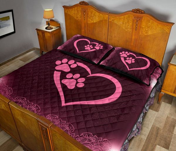 Dog Paw Heart Light - Bed Set - Love Quilt Bedding Set
