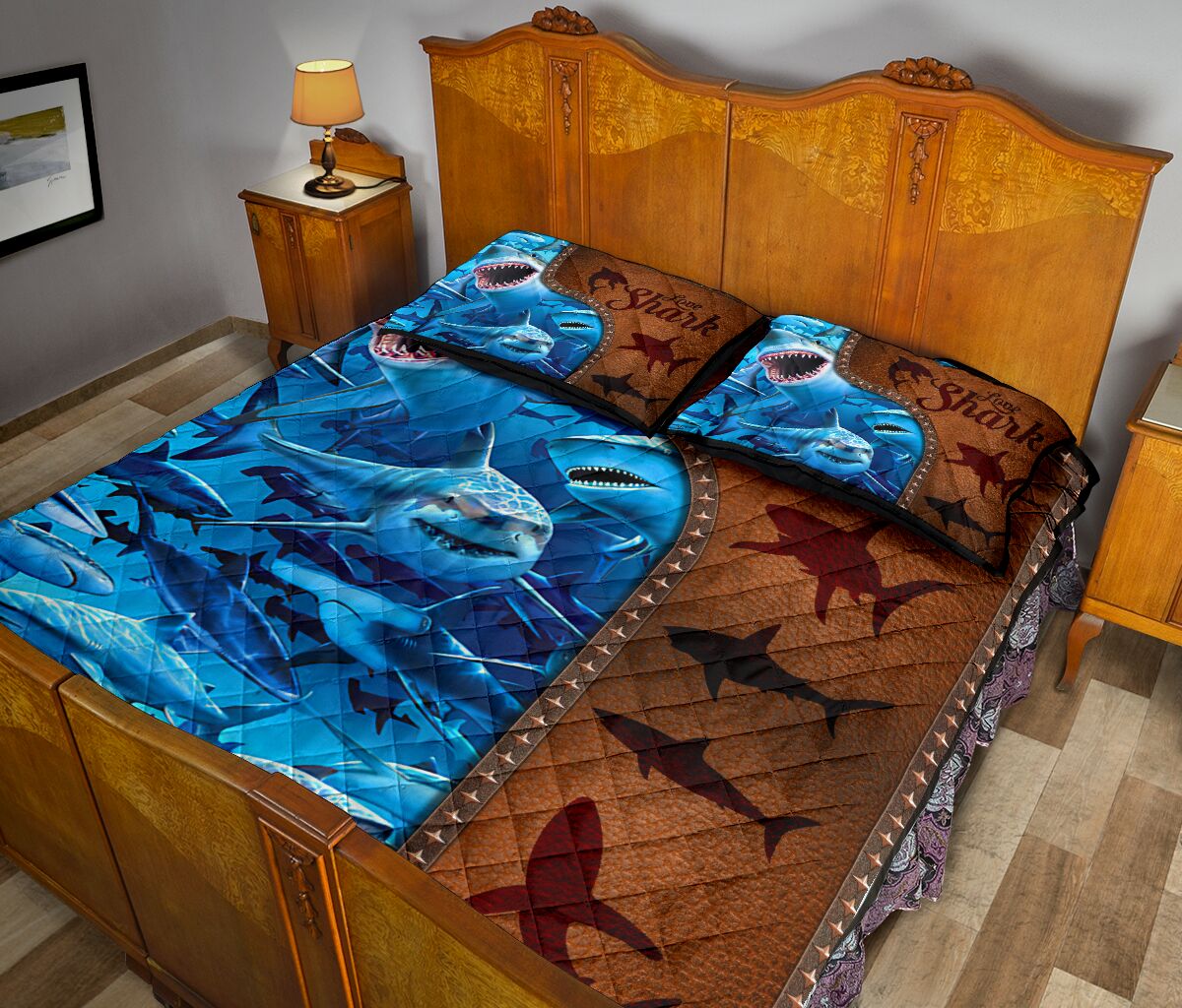 Shark Leather Style Quilt Bed Set - Love Quilt Bedding Set