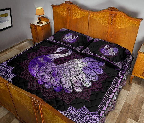 Swan Quilt Bed Set 29 - Love Quilt Bedding Set