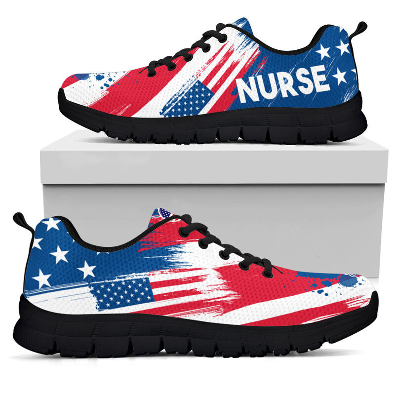 Nurse Usa Brush Sneakers, Running Shoes, Shoes For Women, Shoes For Men, Custom Shoes, L- Love Sneakers