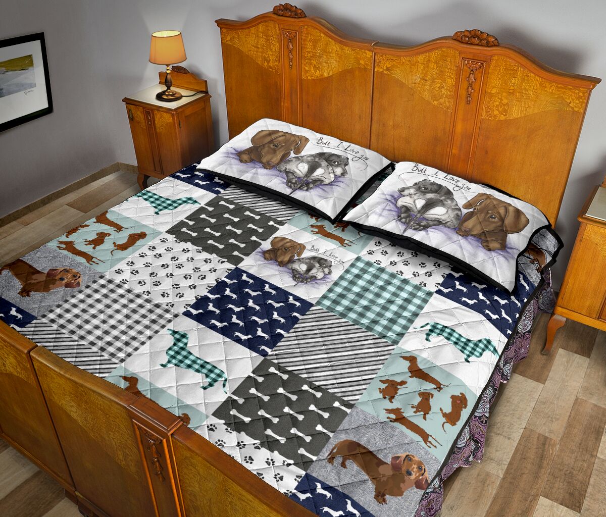 Dachshund Square Pattern - Bed Set - Love Quilt Bedding Set