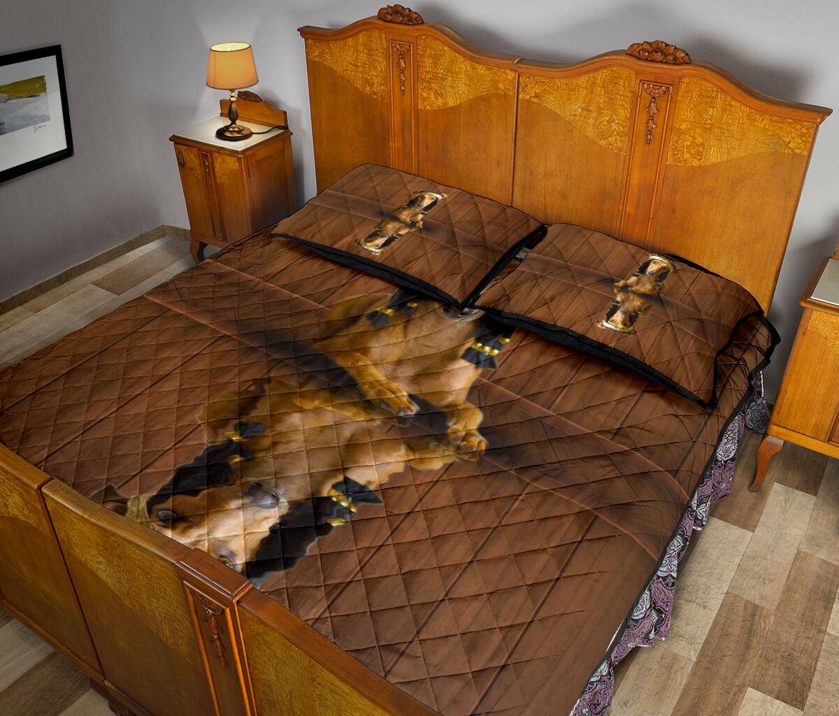 Greyhound Dog Shadow Style Quilt Bed Set - Love Quilt Bedding Set