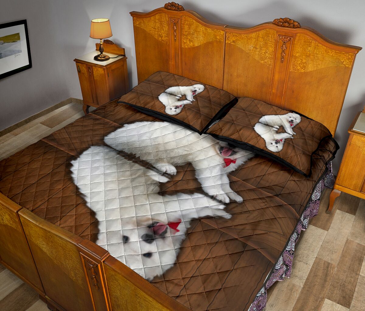 Samoyed Dog Quilt Bed Set - Love Quilt Bedding Set