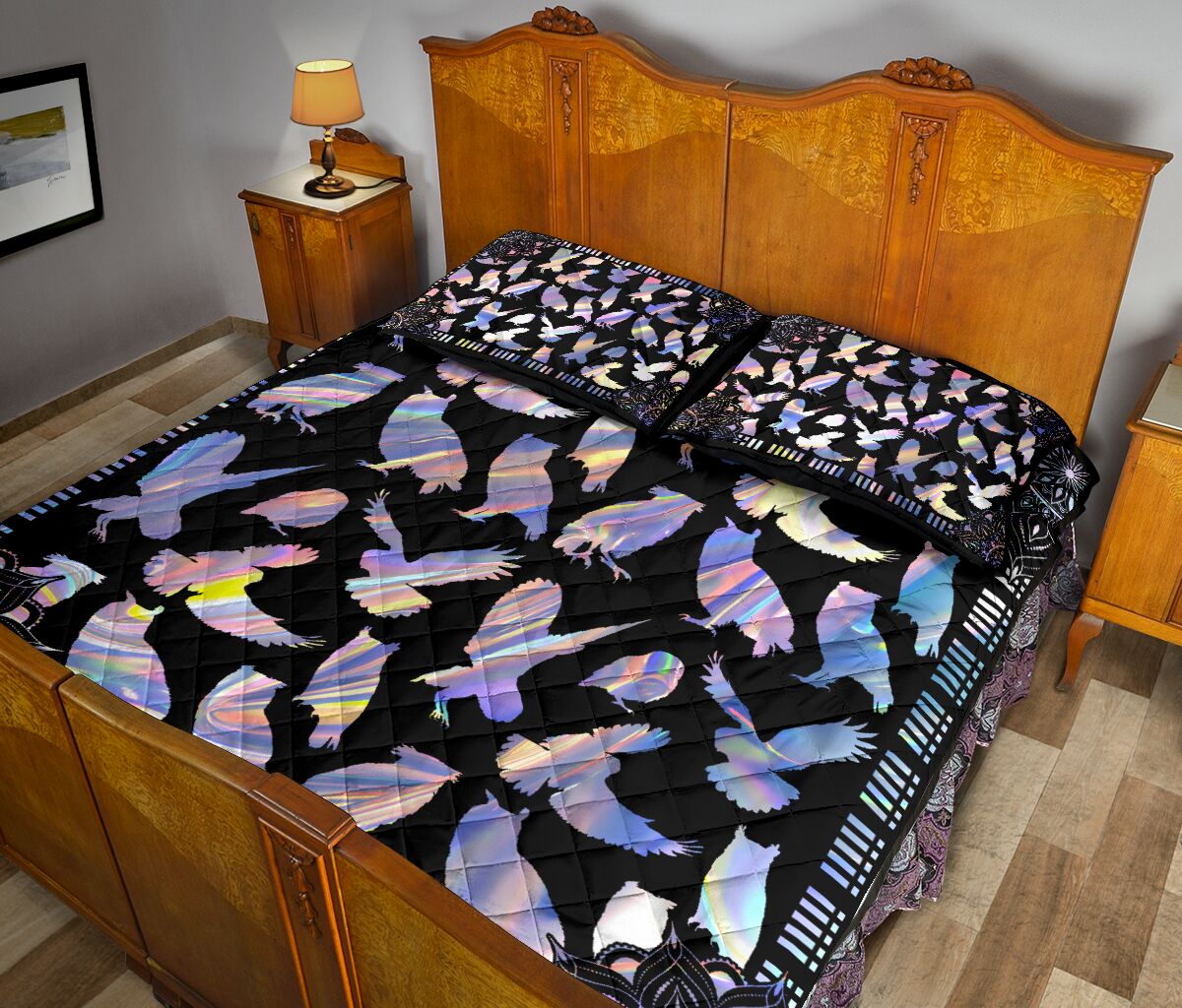 Owl Hologram Style Quilt Bed Set - Love Quilt Bedding Set
