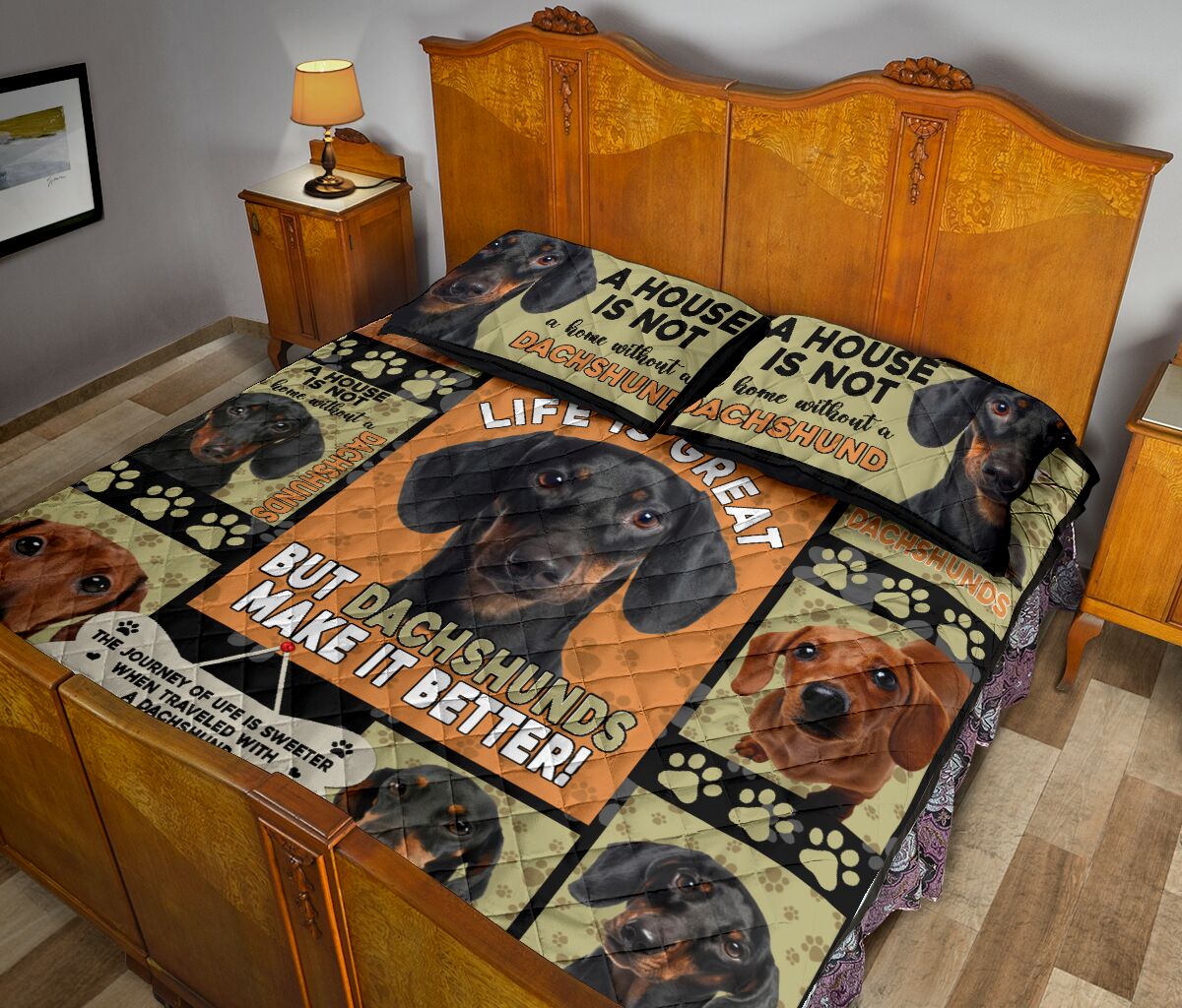 Life Is Great Have Dachshund - Quilt Bed Set - Nnd - Love Quilt Bedding Set