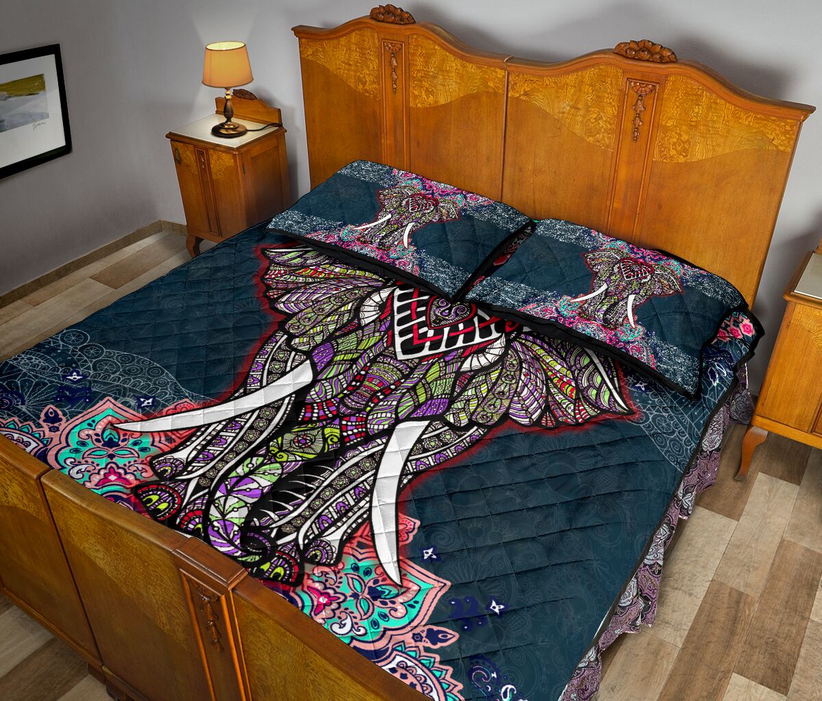 Elephant Mandala Style Quilt Bed Set - Love Quilt Bedding Set
