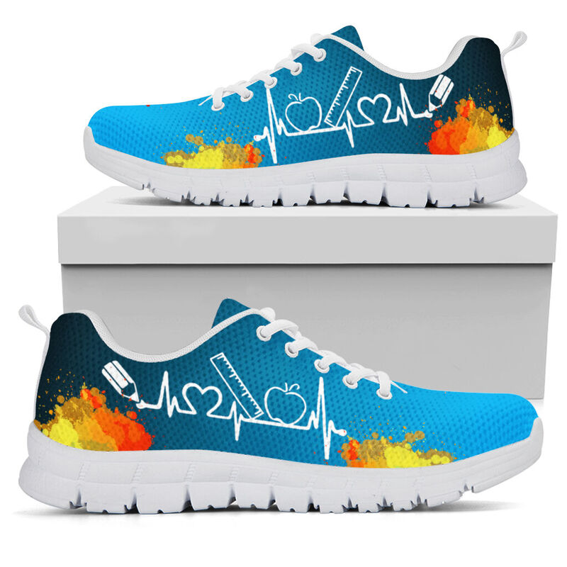 Principal Art- Bright Blue And Black Kd Sneakers, Runni- Love Sneakers