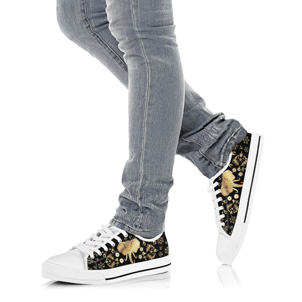 Elephant Gold Floral - Low Top Shoe - Love Love Top Shoes