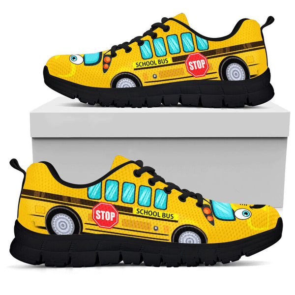 School Bus Cartoon Sneakers, Runni- Love Sneakers