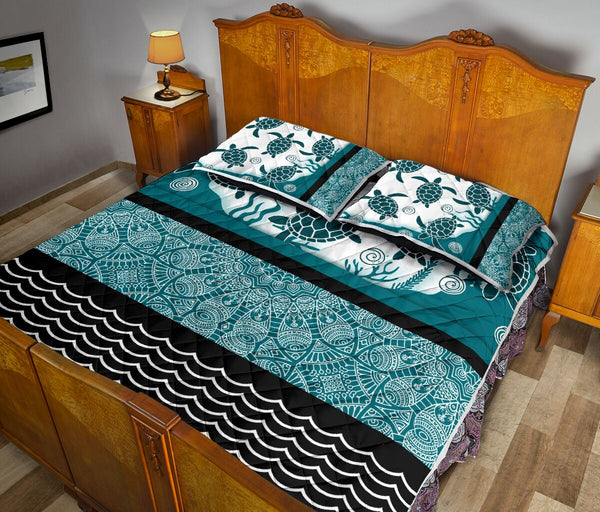 Turtle Darkturquoise - Bed Set - Love Quilt Bedding Set