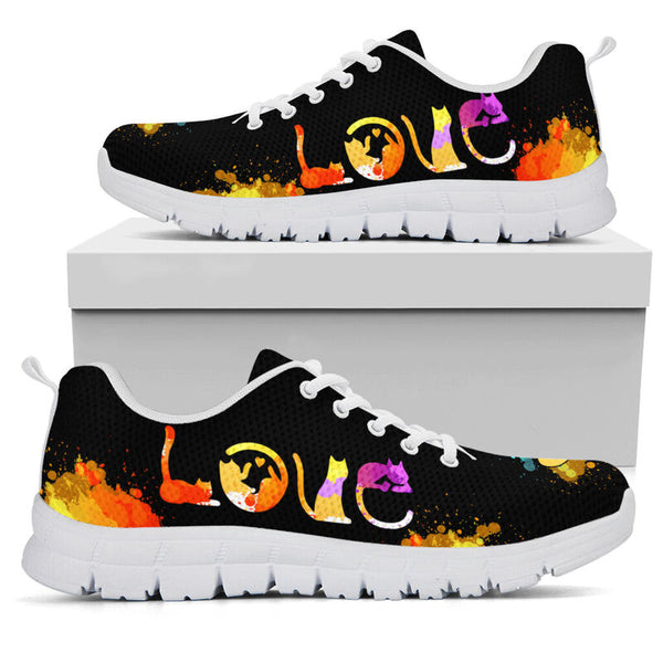 Love Cat Art Sneakers, Running Shoes, Shoes For Women, Shoes For Men, Custom Shoes, L- Love Sneakers