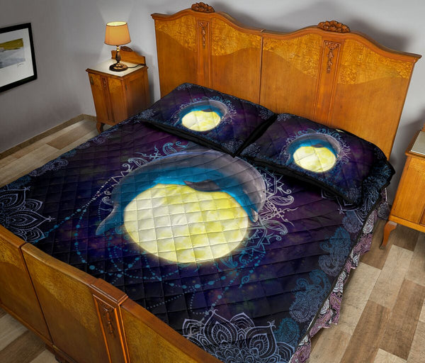 Dolphin Moon Quilt Bed Set - Love Quilt Bedding Set