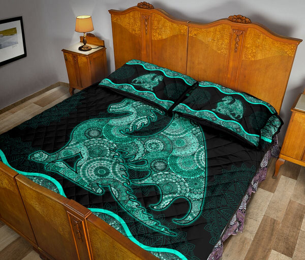 Quilt Bed Set - Turquoise Dragon 28 - Love Quilt Bedding Set