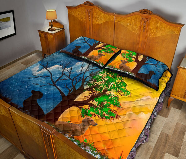 Dachshund Moon And Sun - Quilt Bed Set - Love Quilt Bedding Set