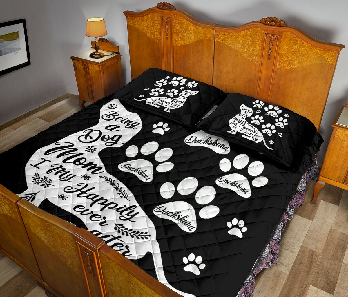 Dachshund Black And White - Bed Set - Love Quilt Bedding Set