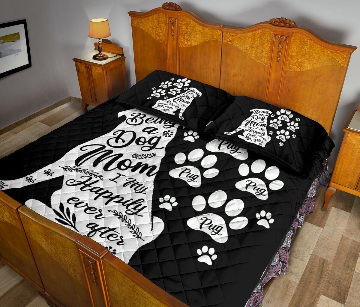 Pug Black And White - Bed Set - Love Quilt Bedding Set