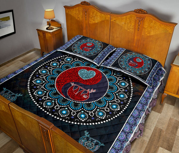 Sloth Mandala Ying And Yang Style Quilt Bed Set - Love Quilt Bedding Set