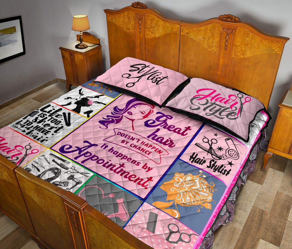 Hair Stylist Pink - Bed Set - Love Quilt Bedding Set