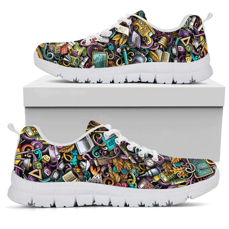 Teacher Pattern 3d Shoes Sneakers, Runni- Love Sneakers