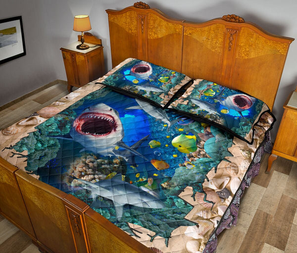 Shark Crack Style Quilt Bed Set - Love Quilt Bedding Set