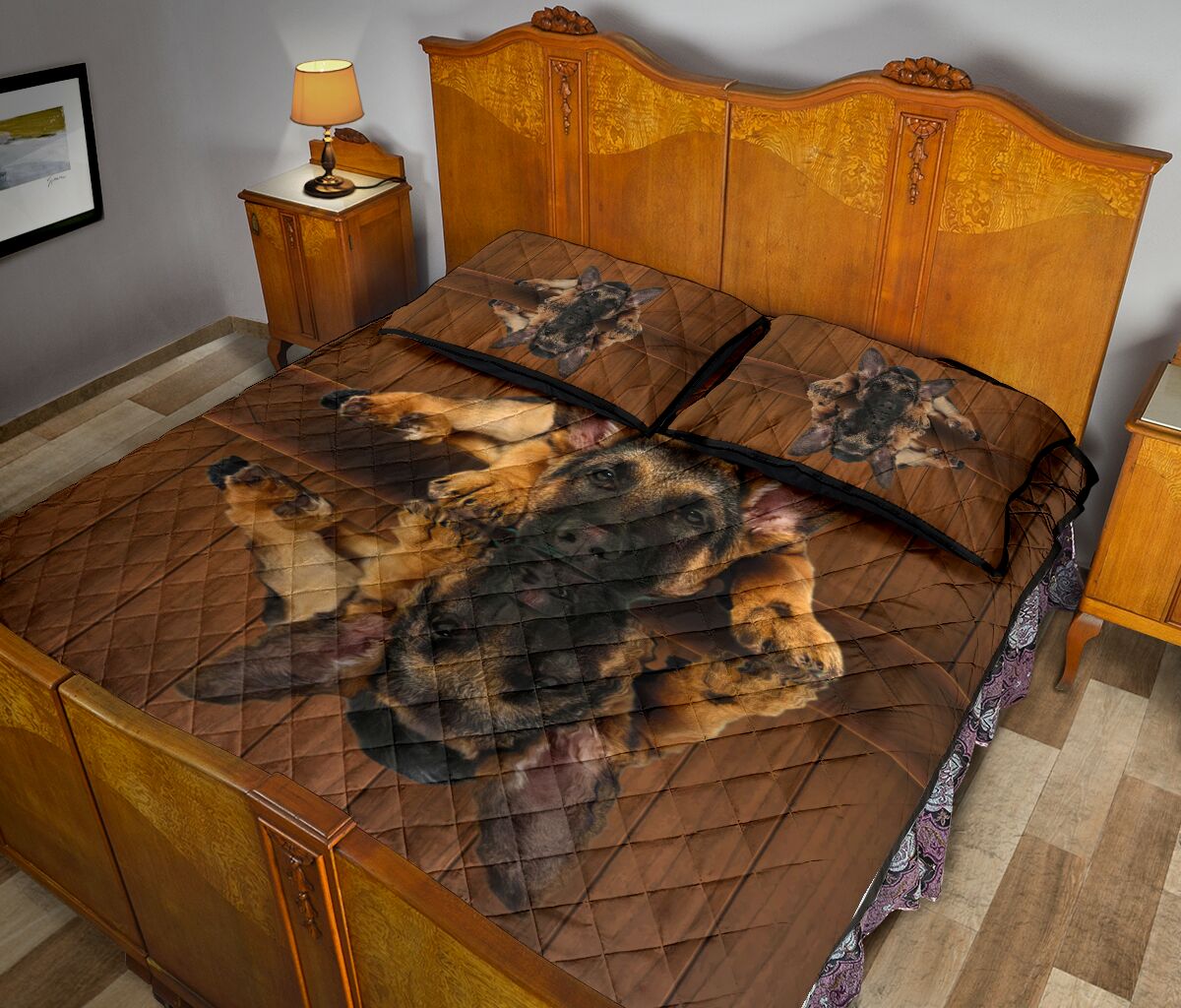 Boston Terrier Dog Shadow Style Quilt Bed Set - Love Quilt Bedding Set