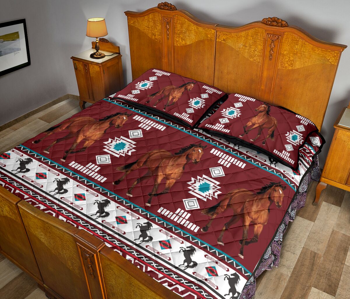 Horse Boho Native Pattern - Quilt Bed Set - Nnd- Love Quilt Bedding Set