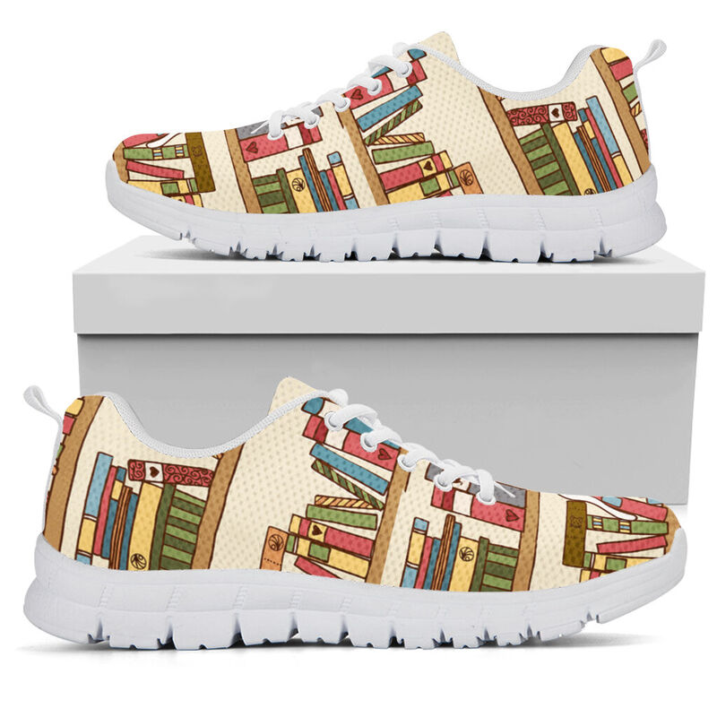Librarian Cartoon Cute Sneakers, Runni- Love Sneakers