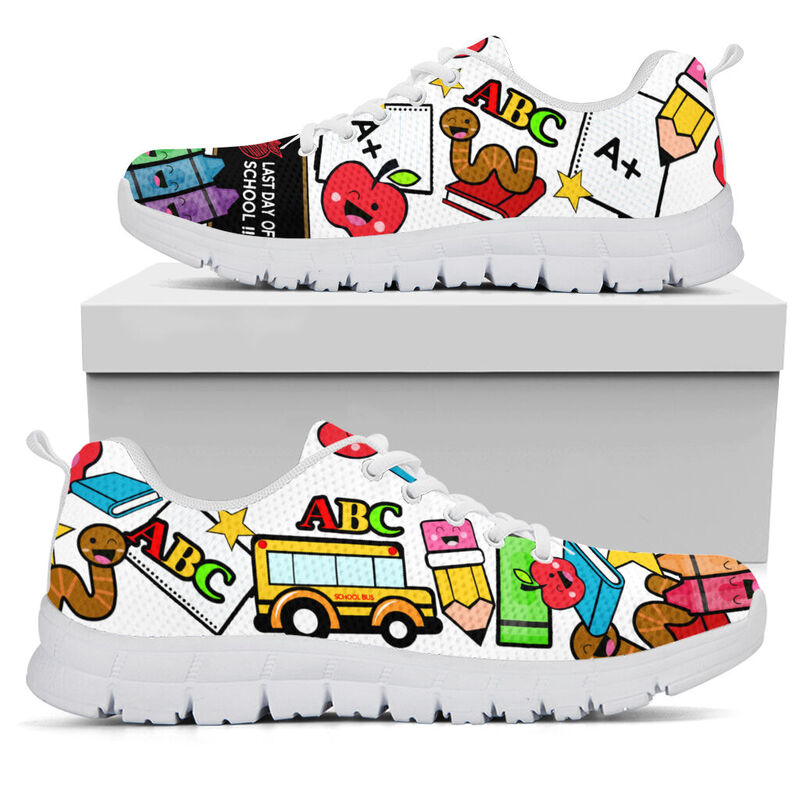 Teacher- Last Day Of School White Sneakers, Running Shoes, Shoes For Women, Shoes For Men, C- Love Sneakers